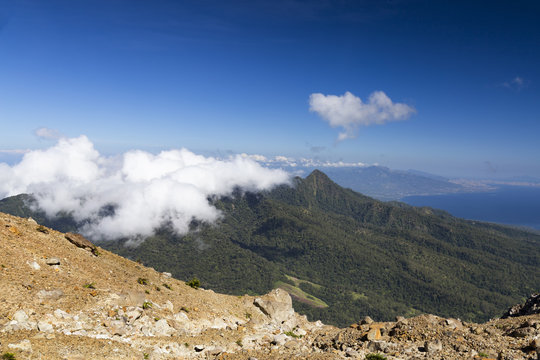 View west from the summit of Mount Egon from the volcanic Mount Egon in East Nusa Tenggara.