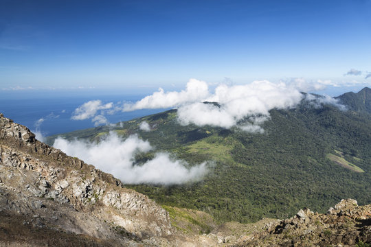 Looking down from the summit of Mount Egon on Flores Island in Indonesia.