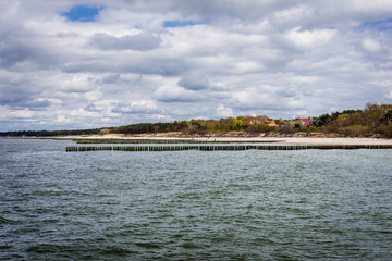 Baltic seashore seen from a slipway in Niechorze, Poland