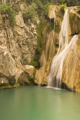 Big waterfall Kadi in Polilimnio in Greece.
