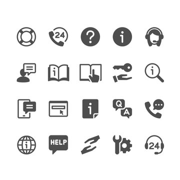 Help and support glyph icons