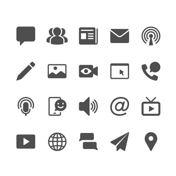 Media and communication glyph icons