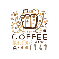 Abstract hand drawn coffee logo design