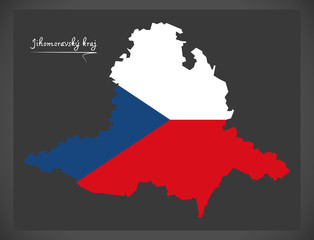 Jihomoravsky kraj map of the Czech Republic with national flag illustration