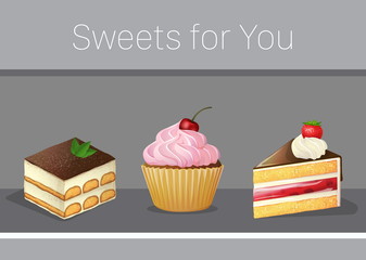 Sweets and desserts, card invitation template