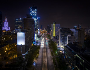 Centrum Warszawy nocą