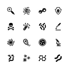 Bacteria icons - Expand to any size - Change to any colour. Flat Vector Icons - Black Illustration on White Background.