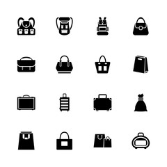 Bag icons - Expand to any size - Change to any colour. Flat Vector Icons - Black Illustration on White Background.