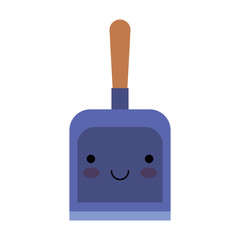 kawaii hand dustpan top view in colorful silhouette