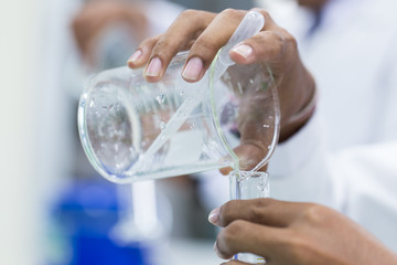 Experiment chemical in Lab, Chemical analysis in the laboratory.