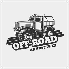 Off-road suv car emblem. Safari label.