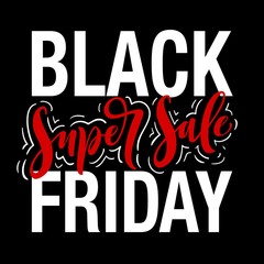 Black Friday. Calligraphic hand drawn lettering. Sale Discount banner.