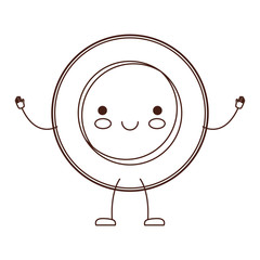 kawaii cartoon dish in brown silhouette