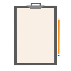 Clipboard and white  blank sheet of paper. Vector illustration isolated on background