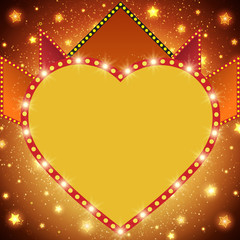 Shining background with retro heart light banner