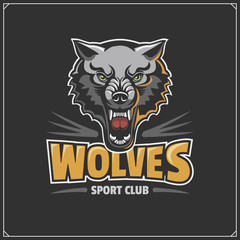 The emblem with wolf for a sport team.