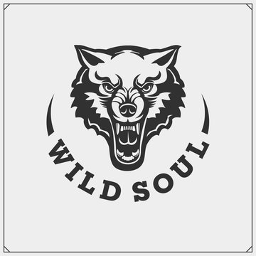 The emblem with wolf for a sport team.