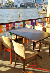 terrace on a river background