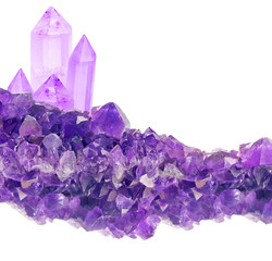 lilac amethyst small and large crystals group