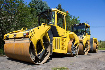 two asphalt rollers