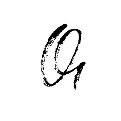 Hand painted letter Q. Dry brush modern lettering. Vector illustration.