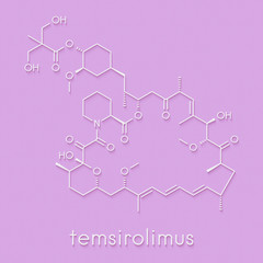 Temsirolimus cancer drug molecule. Prodrug of sirolimus (rapamycin). Skeletal formula.