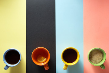 cup of coffee and tea at paper background