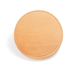 round pizza cutting board on white