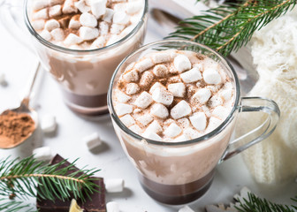 Christmas hot chocolate or cocoa with marshmallow.