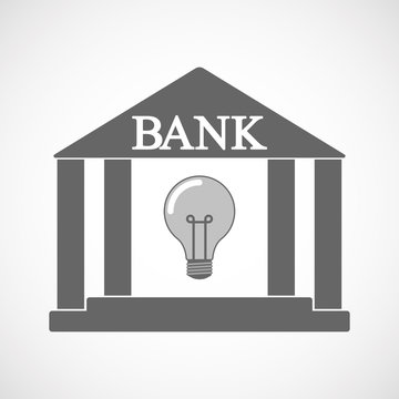 Isolated bank icon with a light bulb