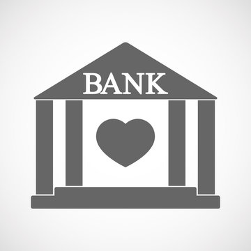 Isolated bank icon with a heart