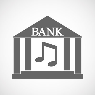 Isolated bank icon with a note music
