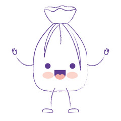 kawaii cartoon garbage bag tied i in purple blurred silhouette