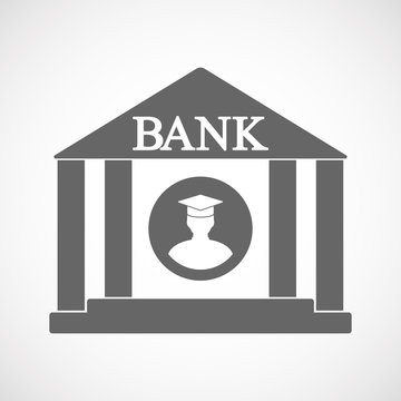 Isolated bank icon with a student