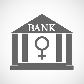 Isolated bank icon with a female sign