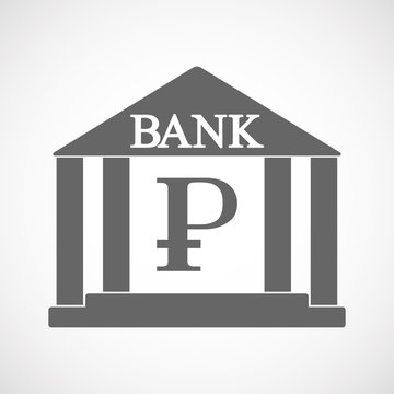Isolated bank icon with a ruble sign