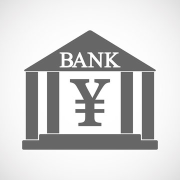 Isolated bank icon with a yen sign