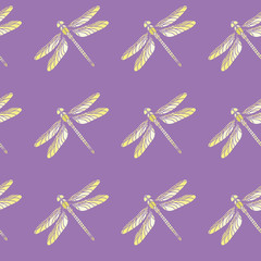 Seamless pattern with dragonfly