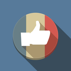 Long shadow France flag with a thumb up hand