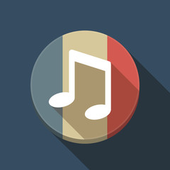 Long shadow France flag with a note music