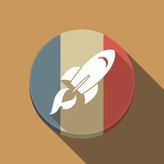 Long shadow France flag with a rocket