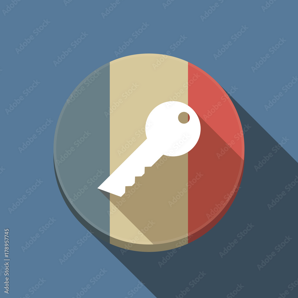 Wall mural Long shadow France flag with a key