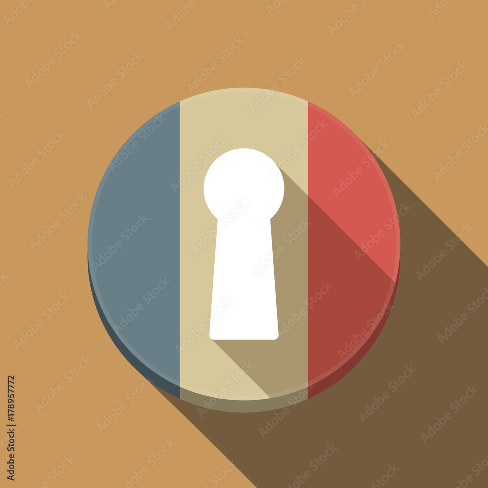 Wall mural long shadow france flag with a key hole