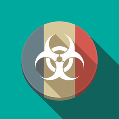 Long shadow France flag with a biohazard sign