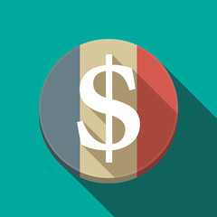 Long shadow France flag with a dollar sign