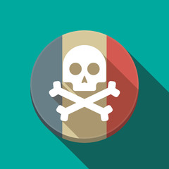 Long shadow France flag with a skull