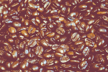 Roasted brown coffee beans, can be used as a background.
