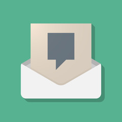 Long shadow opened letter with a tooltip