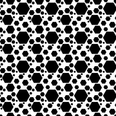 Seamless pattern with black hexagon