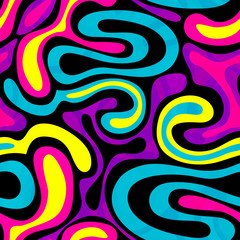 bright seamless pattern in graffiti style on a black background
